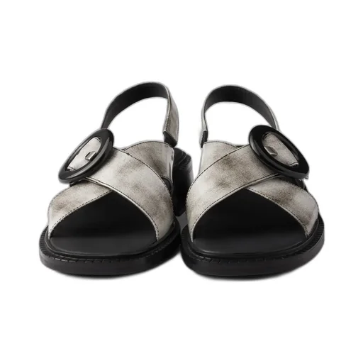 Brushed Leather Sandals With Buckle