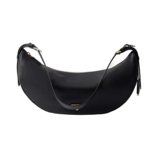 Triangle-Logo Demi-Lune Shoulder Bag