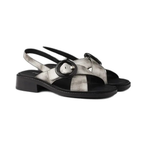 Brushed Leather Sandals With Buckle