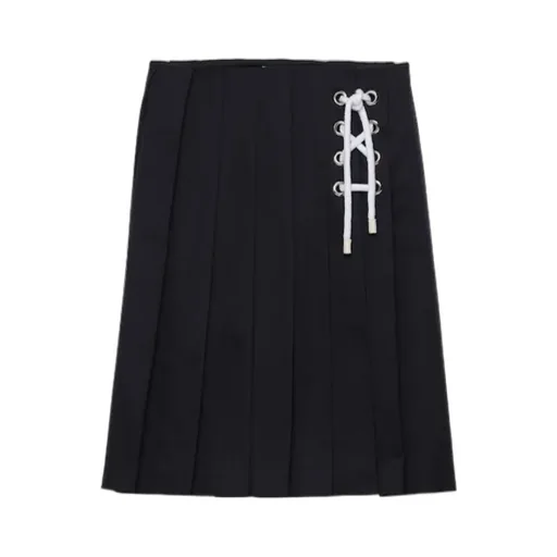 Pleated Stretch Drill Skirt