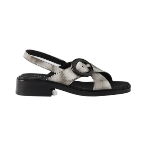Brushed Leather Sandals With Buckle