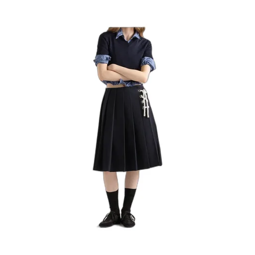 Pleated Stretch Drill Skirt