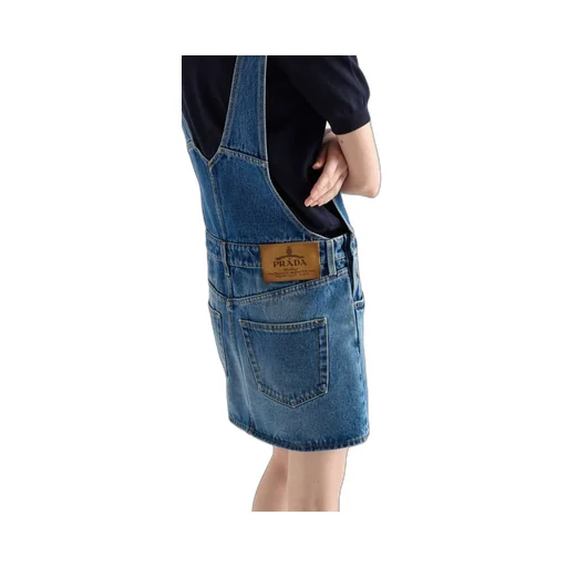 Logo-Patch Denim Dungarees Dress