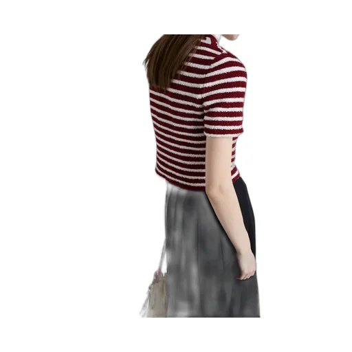 Striped Straight Hem Polo Top