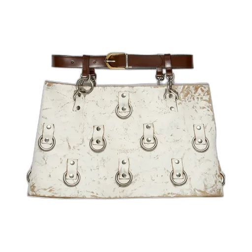 Embellished Leather Miniskirt
