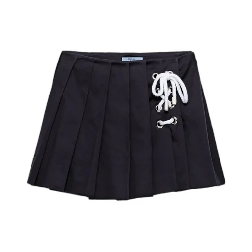 Pleated Drill Mini Skirt
