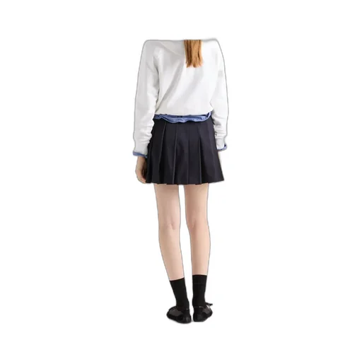 Pleated Drill Mini Skirt