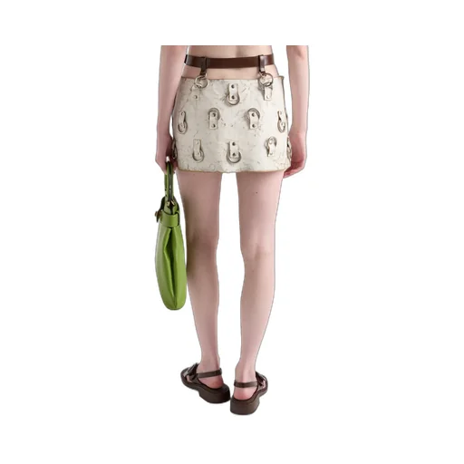 Embellished Leather Miniskirt