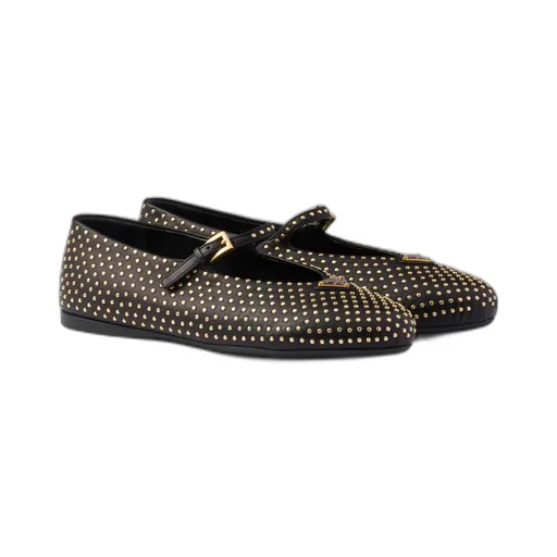 Triangle-Logo Stud-Embellished Ballerina Shoes