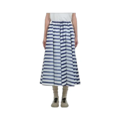 Striped A-Line Midi Skirt