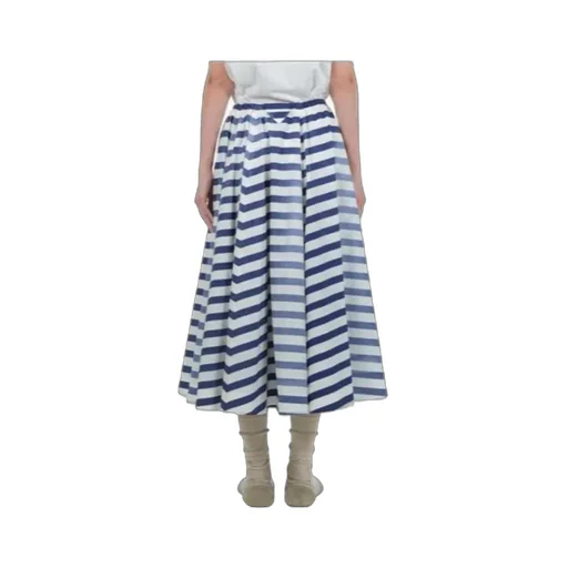 Striped A-Line Midi Skirt