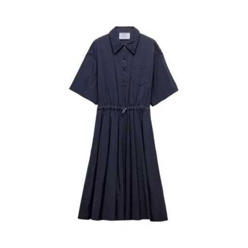 Short-Sleeved Technical Pongé Dress
