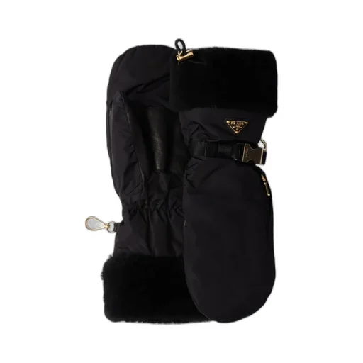 Re-Nylon And Shearling Mittens