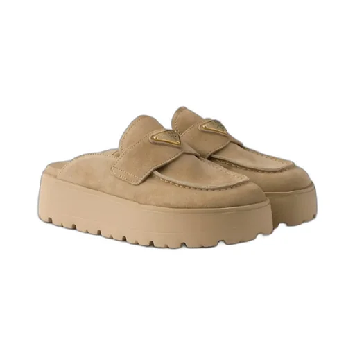 Triangle-Logo Round-Toe Slippers