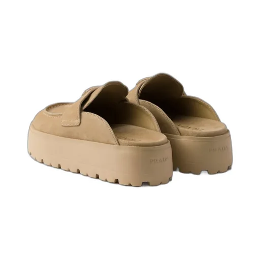 Triangle-Logo Round-Toe Slippers