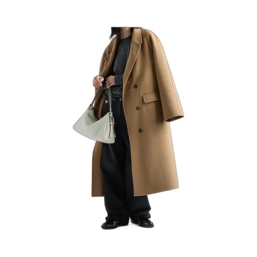 Double-Breasted Cashgora Coat