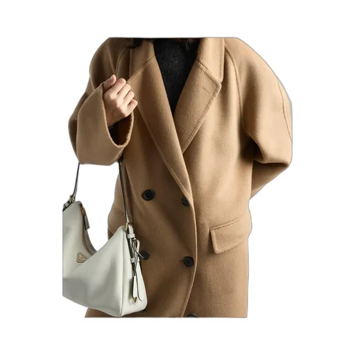 Double-Breasted Cashgora Coat