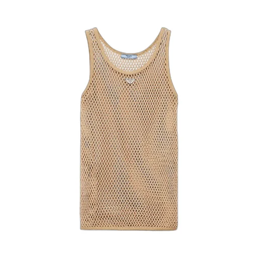 Triangle-Logo Open-Knit Tank Top