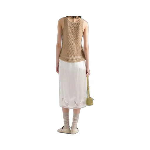 Triangle-Logo Open-Knit Tank Top