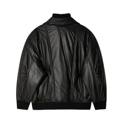 Long-Sleeved Leather Jacket