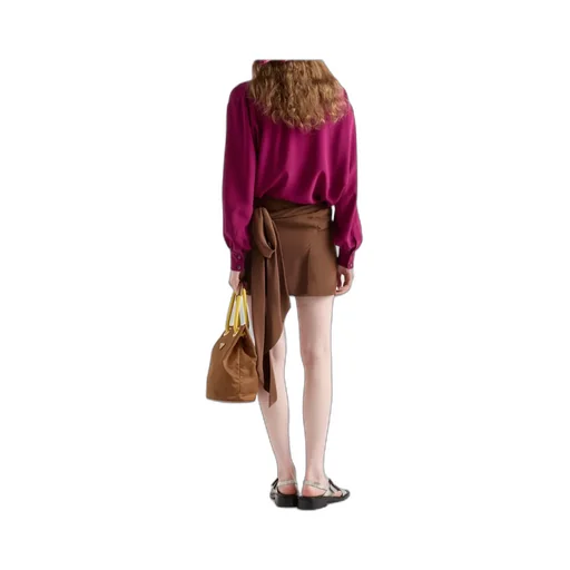Crepe De Chine Draped Mini Skirt