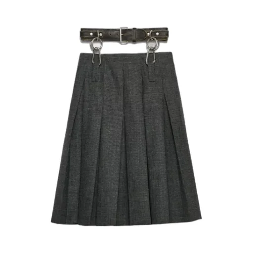 Pleat Detailed Midi Skirt