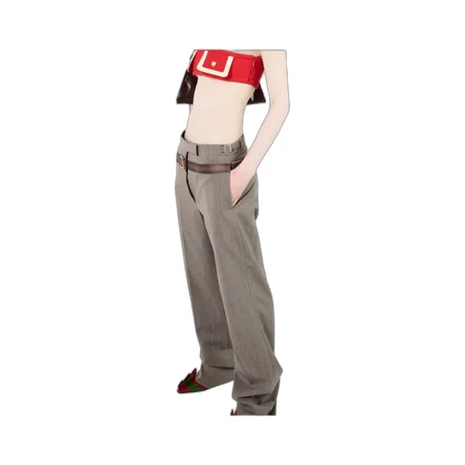Belt-Detailed Pleated Trousers