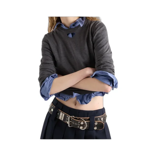 Cut-Out Detailed Crewneck Jumper
