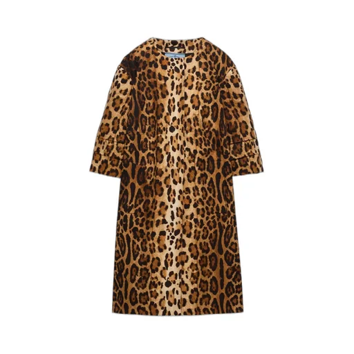 Single-Breasted Animal Print Drill Coat