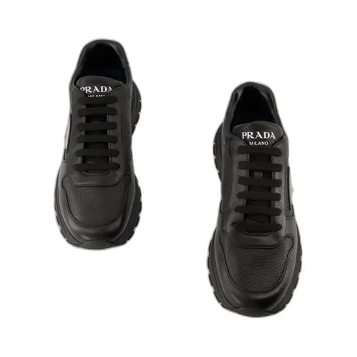 Triangle-Logo Lace-Up Sneakers