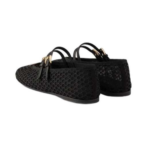 Triangle-Logo Mesh Ballet Flats