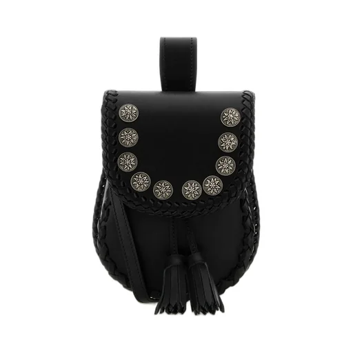 Tassel-Detailed Fold-Over Crossbody Bag
