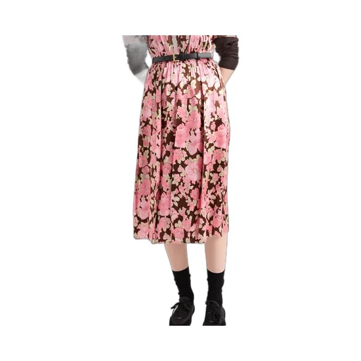 Embroidered Satin Midi-Dress