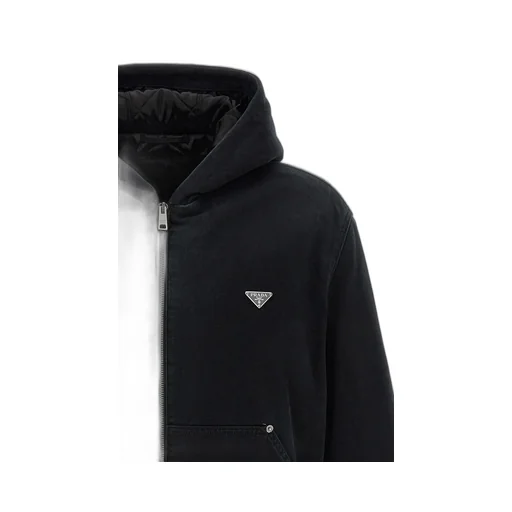 Logo Plaque Zipped Hooded Jacket