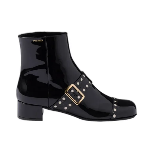 Square-Toe Patent-Finish Boots
