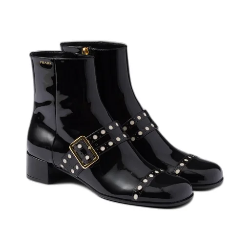 Square-Toe Patent-Finish Boots