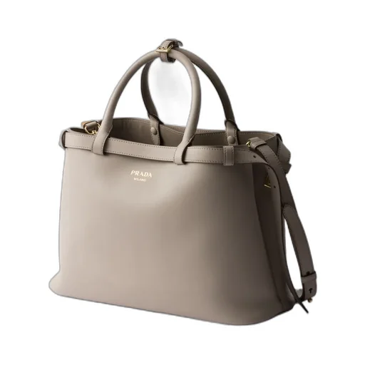 Buckle Medium Leather Handbag With Double Belt