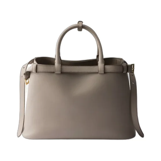 Buckle Medium Leather Handbag With Double Belt