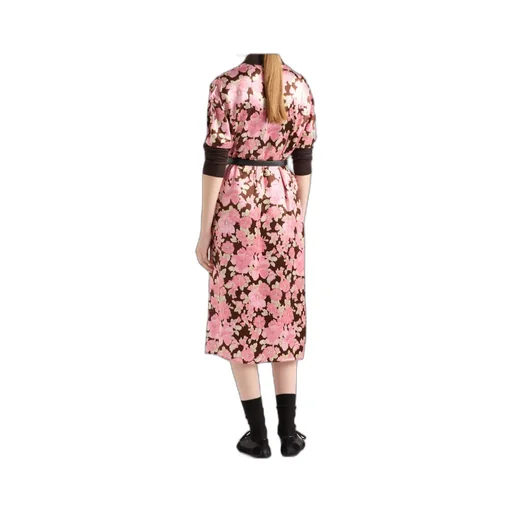 Embroidered Satin Midi-Dress