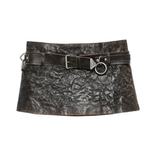 Belted Leather Mini Skirt