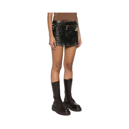 Belted Leather Mini Skirt