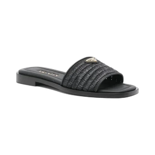 Logo Plaque Square Toe Sandals