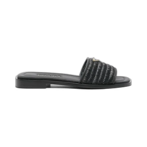 Logo Plaque Square Toe Sandals