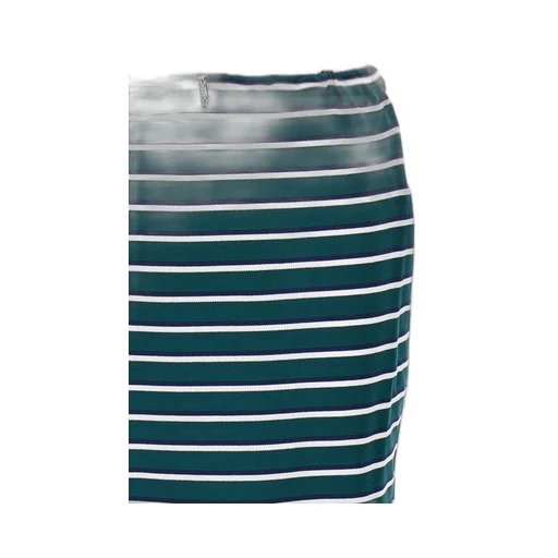Striped Slit-Detailed Midi Skirt