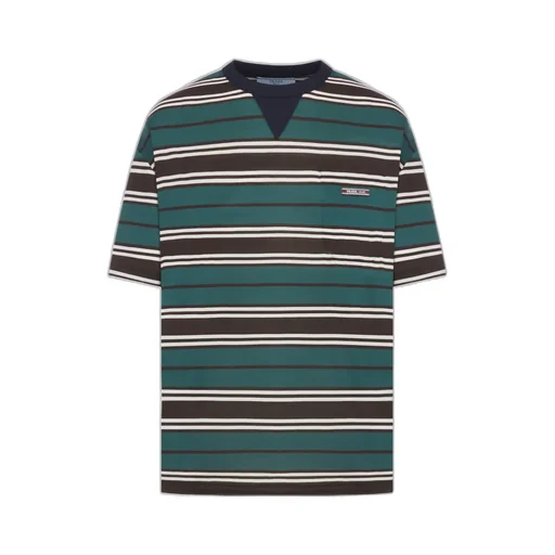 Logo Patch Striped Crewneck T-Shirt