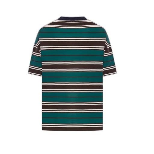 Logo Patch Striped Crewneck T-Shirt