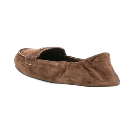 Triangle-Logo Round-Toe Loafers