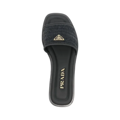 Logo Plaque Square Toe Sandals