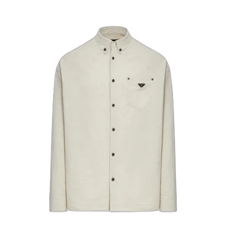 Chambray Triangle-Logo Button-Up Shirt