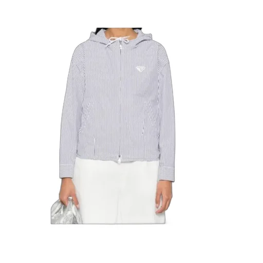Triangle-Logo Striped Zipped Jacket